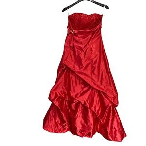 VTG Y2K Jessica McClintock Gunne Sax Red Strapless Formal Dress Size 11‎